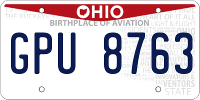OH license plate GPU8763