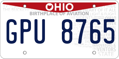 OH license plate GPU8765