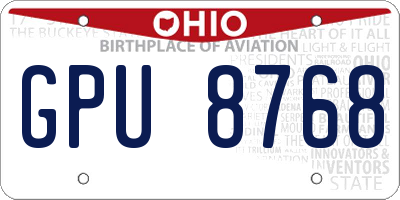 OH license plate GPU8768
