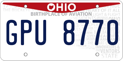OH license plate GPU8770
