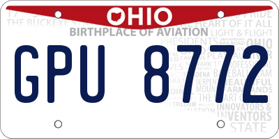 OH license plate GPU8772