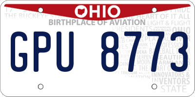 OH license plate GPU8773