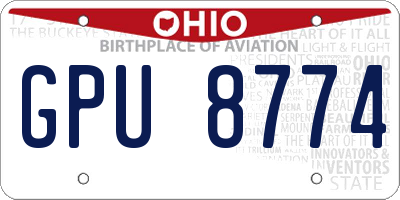 OH license plate GPU8774