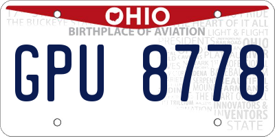 OH license plate GPU8778