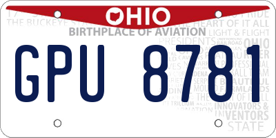 OH license plate GPU8781