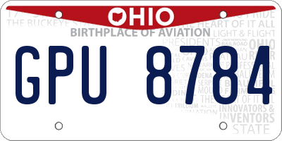 OH license plate GPU8784