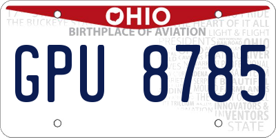 OH license plate GPU8785