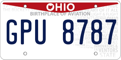 OH license plate GPU8787