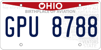 OH license plate GPU8788