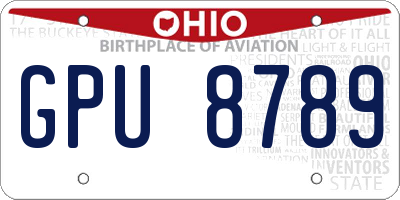 OH license plate GPU8789