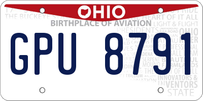 OH license plate GPU8791