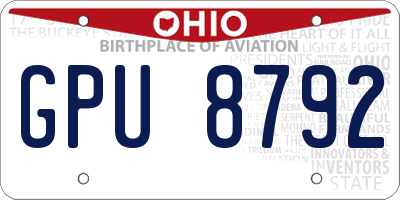 OH license plate GPU8792