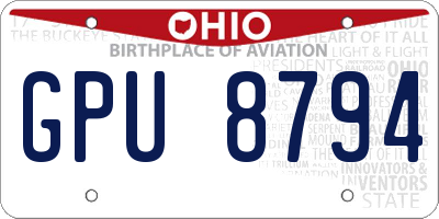 OH license plate GPU8794