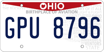 OH license plate GPU8796