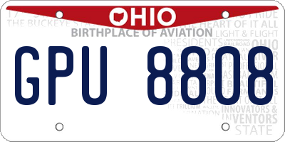 OH license plate GPU8808