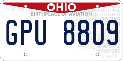 OH license plate GPU8809