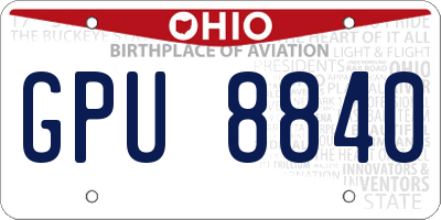 OH license plate GPU8840