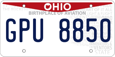 OH license plate GPU8850