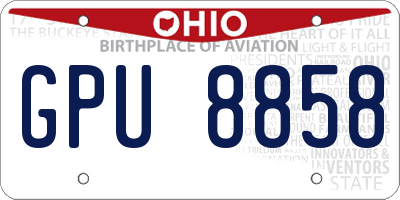 OH license plate GPU8858