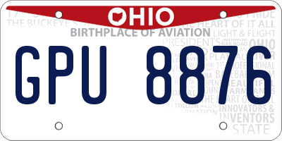 OH license plate GPU8876