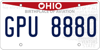 OH license plate GPU8880