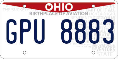 OH license plate GPU8883