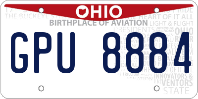OH license plate GPU8884