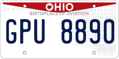 OH license plate GPU8890