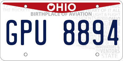 OH license plate GPU8894