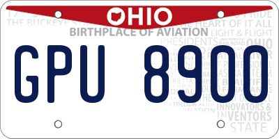 OH license plate GPU8900