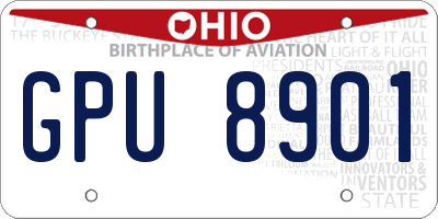 OH license plate GPU8901