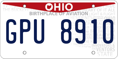 OH license plate GPU8910