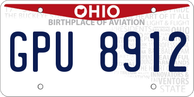 OH license plate GPU8912