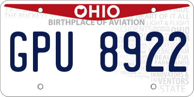 OH license plate GPU8922