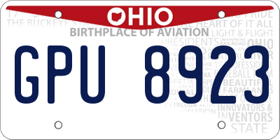 OH license plate GPU8923