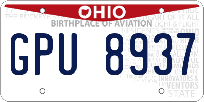 OH license plate GPU8937