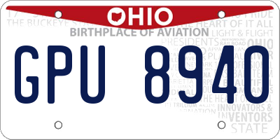 OH license plate GPU8940