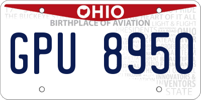 OH license plate GPU8950
