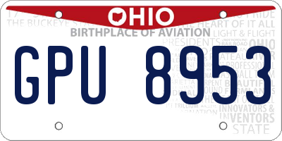 OH license plate GPU8953