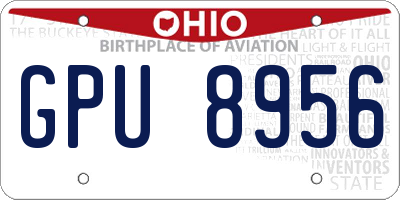 OH license plate GPU8956