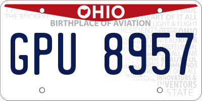 OH license plate GPU8957
