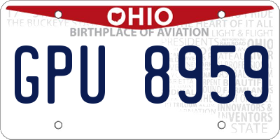 OH license plate GPU8959