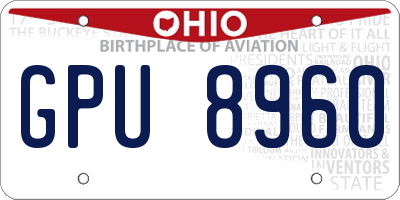 OH license plate GPU8960
