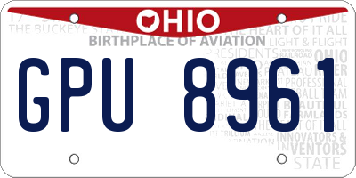 OH license plate GPU8961