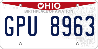 OH license plate GPU8963