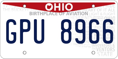OH license plate GPU8966