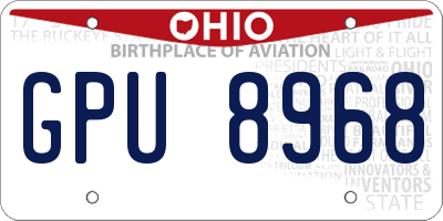 OH license plate GPU8968