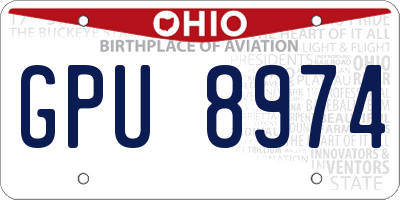 OH license plate GPU8974