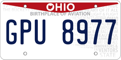 OH license plate GPU8977