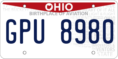 OH license plate GPU8980